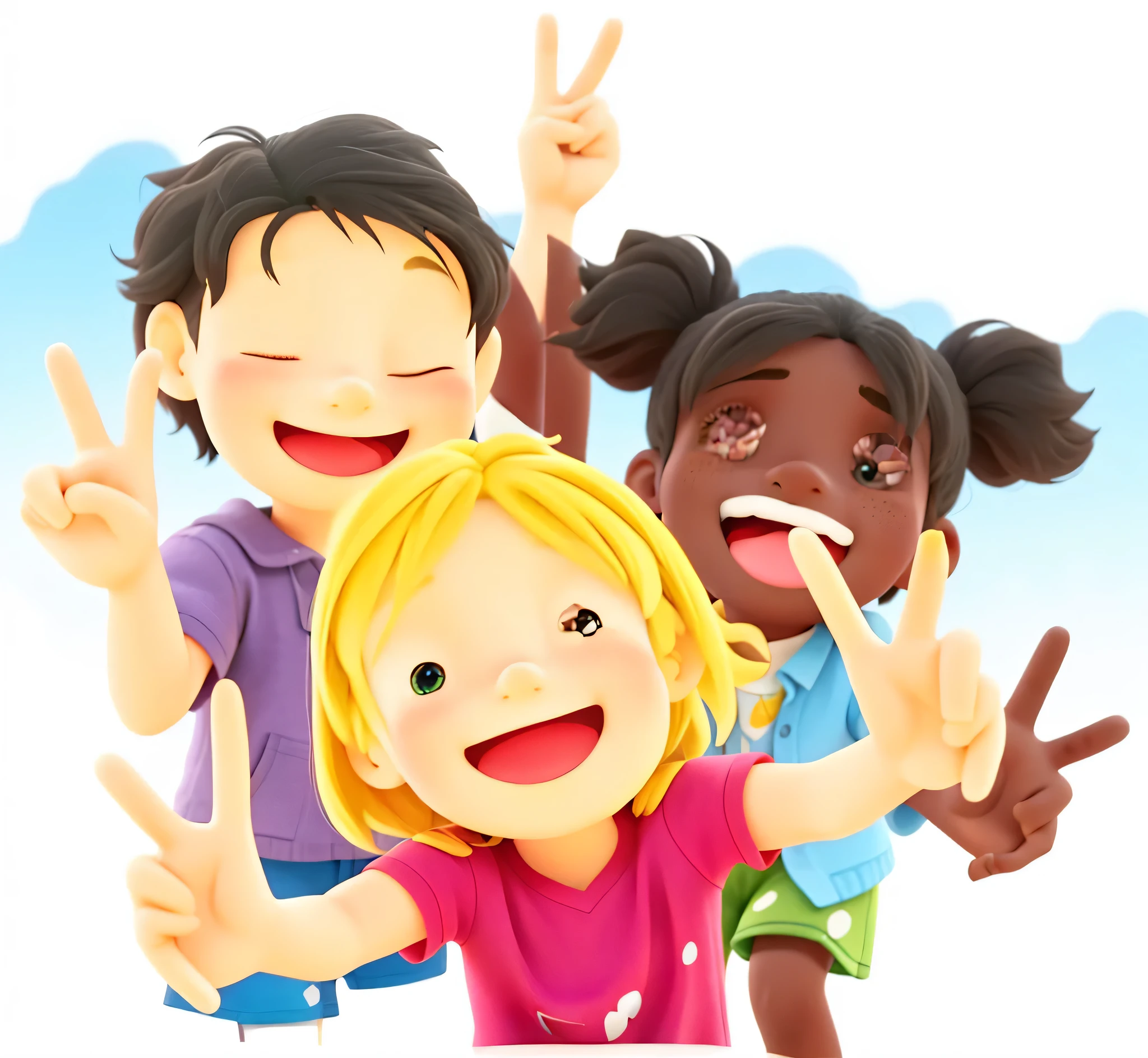 A group of happy children, mostrando bondade e pureza, seus rostos bem detalhados