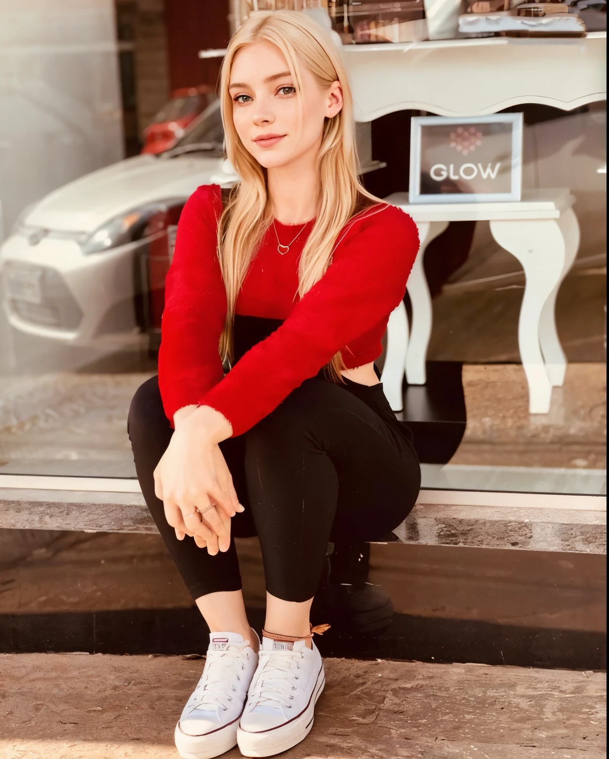 Rosto de uma mulher, americana, 25 anos, pale skin and freckles, olhos cinzas, nariz delicado, soft and delicate lips, cabelo blondie cinza longo e ondulados, sorriso meigo
