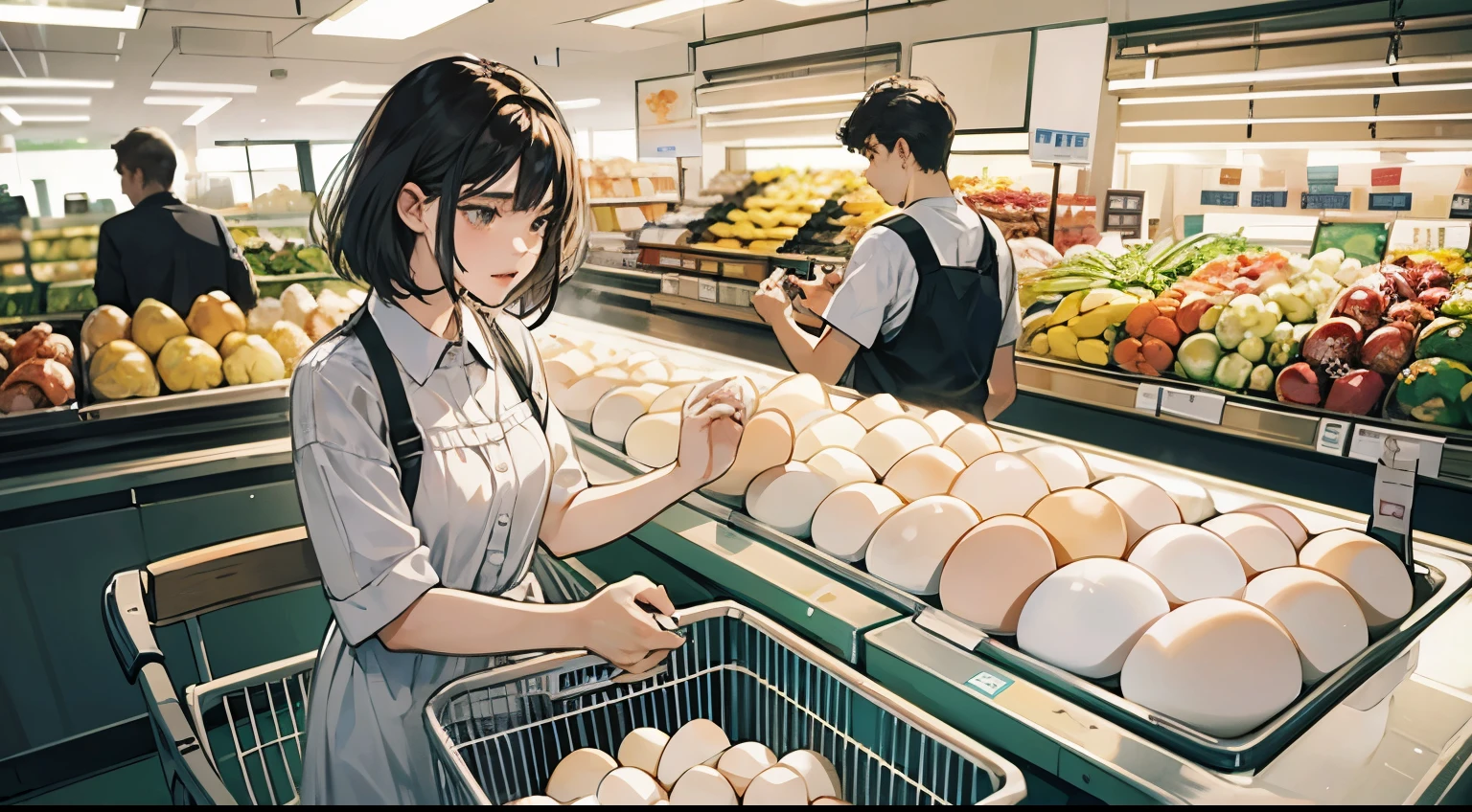 Aunt，Grab eggs in the supermarket，The scene is intense，A lot of people watched