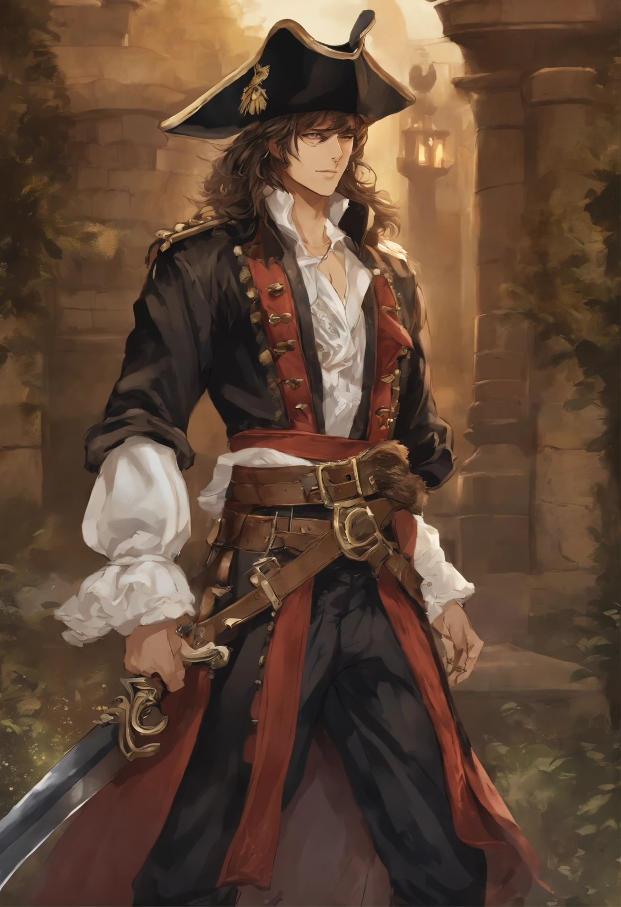 anatomically correctly drawn body, ,Portrait of a pirate boy, portrait of a young pirate, style of, manga - Freezing: First Chronicle, Freezing: Zero , Freezing Pair Love Stories , Freezing Vibration , Illustrator Kwang-Hyun Kim, Anime character, style anime, Close-up of a person (a pirate) with an owl on his shoulder, King of a pirates, Masamune shiro, a pirate captain, key anime art, shigenori soejima illustration, inspired by Okumura Masanobu, detailed key anime art, Masamune, shirow Masamune, a Swashbuckler-class pirate, a pirate, Portrait of a pirate, Action, drama, romance, That's incredible, Etty, Harem, Military, Super Strength, Seinen,