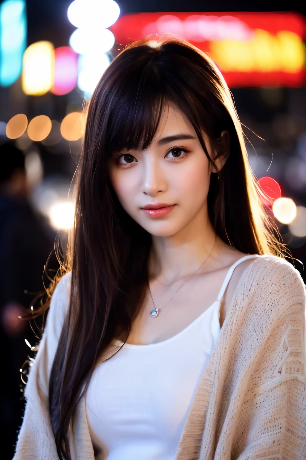 TOKYOcty　nighttime scene　a beauty girl