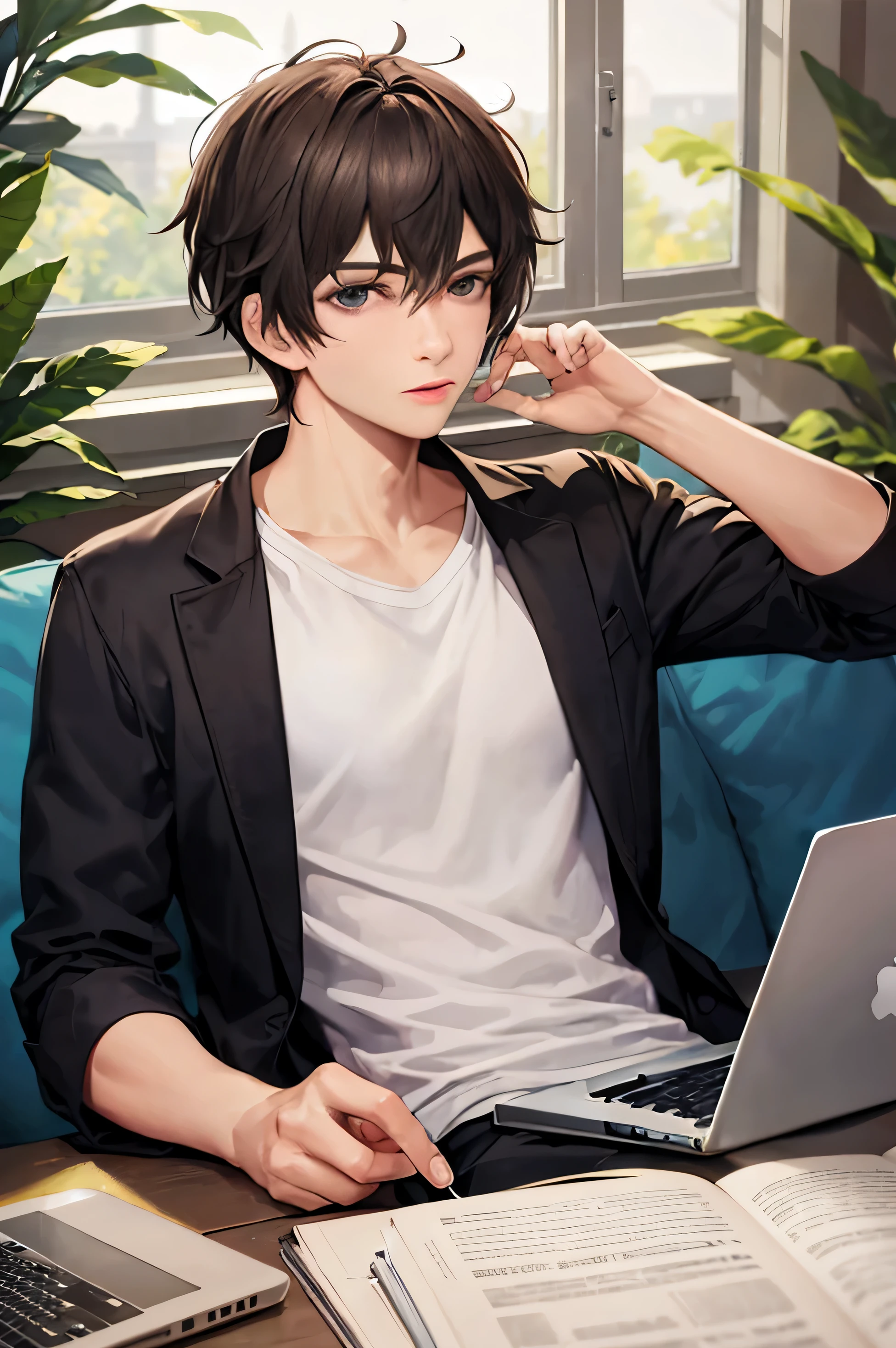 male people,lap top