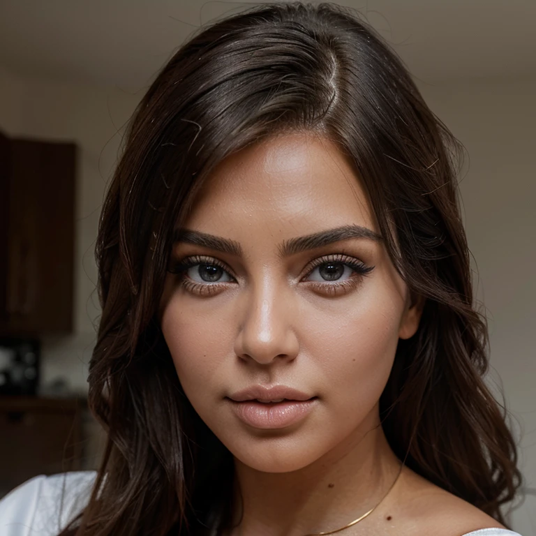 Instagram model look like kim kardashian blue eyes hyper realistisch