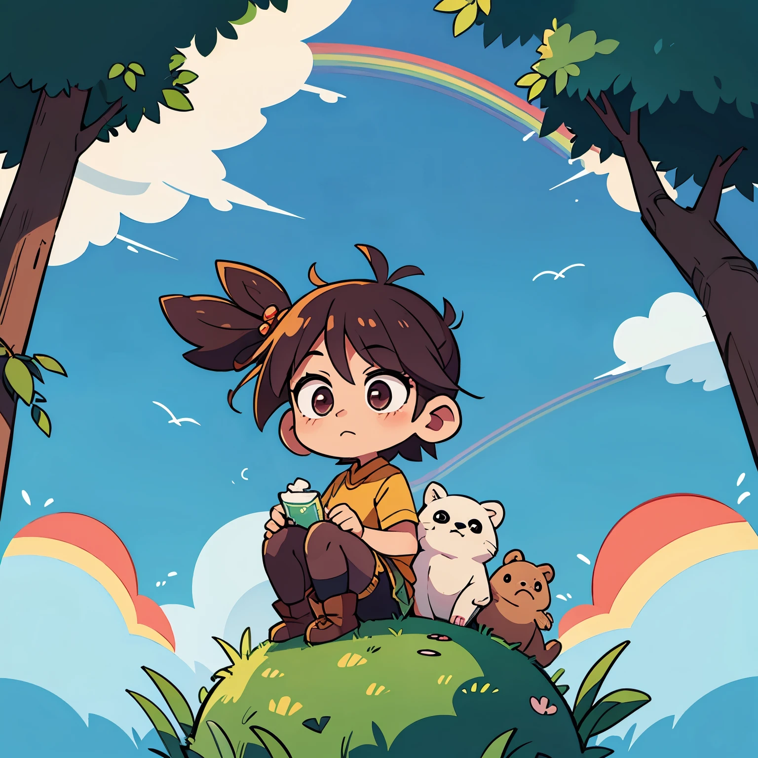 较好screen，screen，Storm，Bear and bird reunite under the rainbow，Their friendship has been tested，deeper。The little bird brought back a beautiful rainbow fruit for the little bear，Symbolizes the preciousness of friendship。