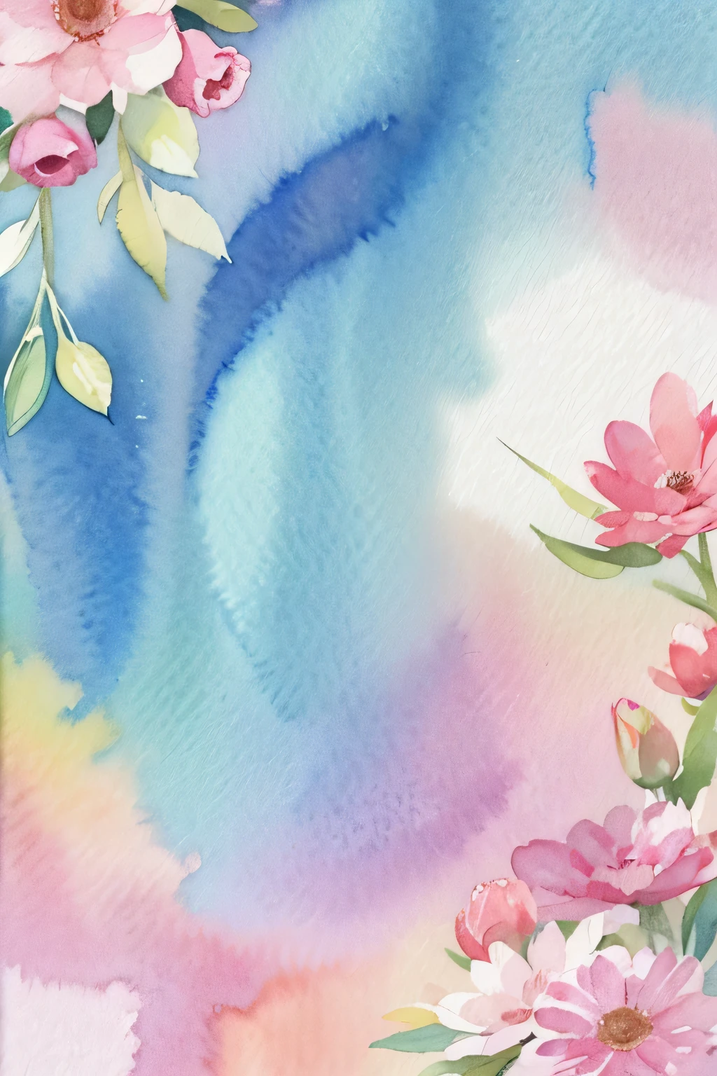 The back view of a card,Watercolor style background picture,interweaving of colors,