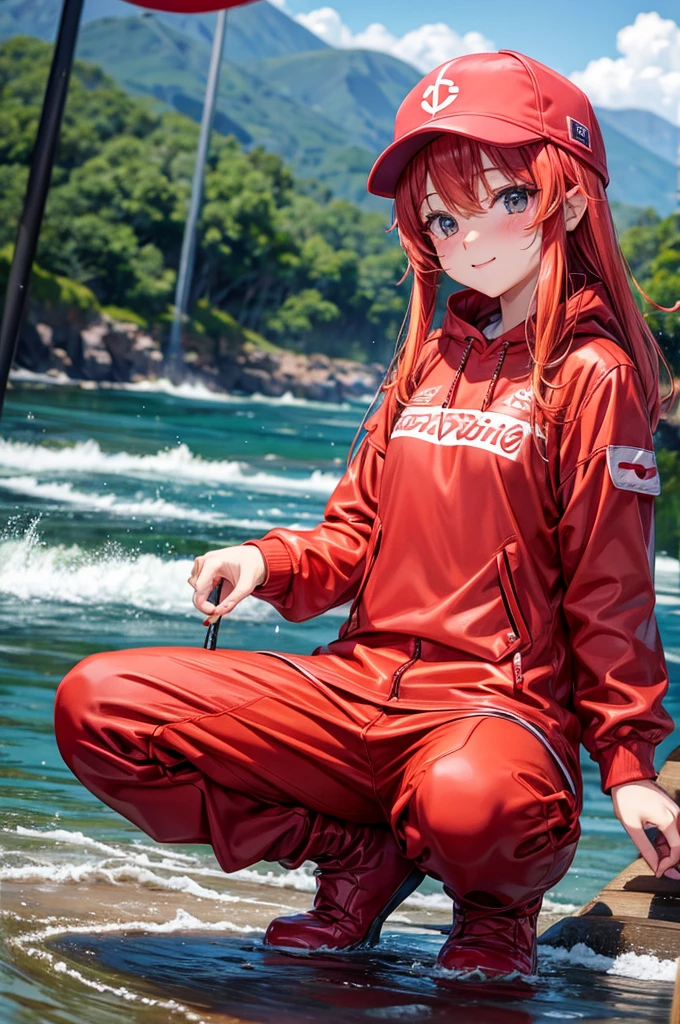 kawaii femele red fishingwear