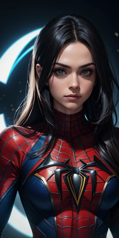 a superhero dressed as Spider-Man, exuding confidence and power, no mask on. A estampa apresenta uma mulher com traje do Homem-Aranha. Cabelo ruivo longos. Vibrant and dynamic style, with solid colors and defined contours. the background is dark, highlighting the heroine. Design em 2D, created digitally with painting technique. No distortions or imperfections. Ideal for superhero fan t-shirts. Centralized composition, foco na personagem. 8K分辨率, dimensions of 2040x2040 pixels. Engine 5 Graphics Engine. Design vetorial para estampar camisetas.
Evite retratar a personagem de forma exageradamente sexualizada. Keep female representation strong and respectful, emphasizing her role as a superhero. Evite elementos poluentes ou imagens ofensivas. Ensure a balanced and coherent aesthetic with the Spider-Man universe.