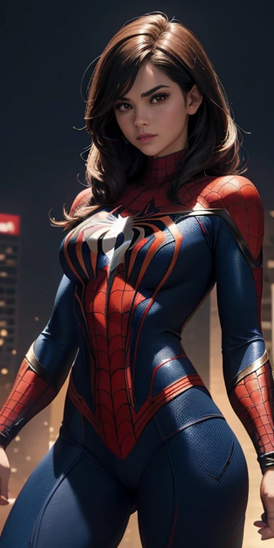 a superhero dressed as Spider-Man, exuding confidence and power, no mask on. A estampa apresenta uma mulher com traje do Homem-Aranha. Cabelo ruivo longos. Vibrant and dynamic style, with solid colors and defined contours. the background is dark, highlighting the heroine. Design em 2D, created digitally with painting technique. No distortions or imperfections. Ideal for superhero fan t-shirts. Centralized composition, foco na personagem. 8K分辨率, dimensions of 2040x2040 pixels. Engine 5 Graphics Engine. Design vetorial para estampar camisetas.
Evite retratar a personagem de forma exageradamente sexualizada. Keep female representation strong and respectful, emphasizing her role as a superhero. Evite elementos poluentes ou imagens ofensivas. Ensure a balanced and coherent aesthetic with the Spider-Man universe.