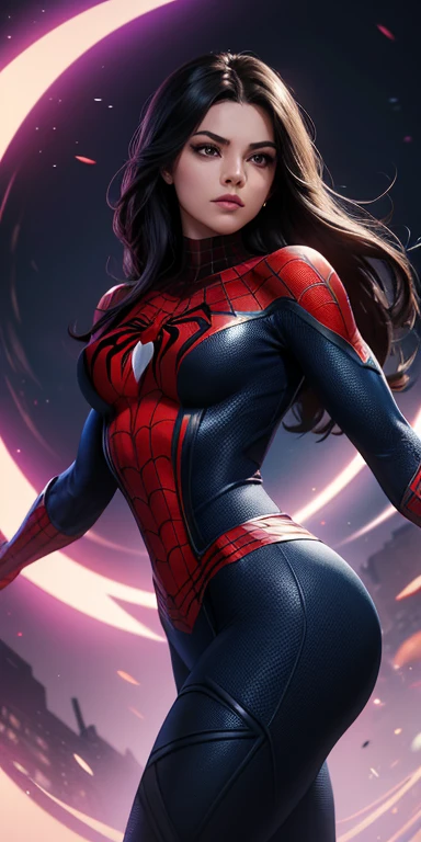 a superhero dressed as Spider-Man, exuding confidence and power, no mask on. A estampa apresenta uma mulher com traje do Homem-Aranha. Cabelo ruivo. Vibrant and dynamic style, with solid colors and defined contours. the background is dark, highlighting the heroine. Design em 2D, created digitally with painting technique. No distortions or imperfections. Ideal for superhero fan t-shirts. Centralized composition, foco na personagem. 8K分辨率, dimensions of 2040x2040 pixels. Engine 5 Graphics Engine. Design vetorial para estampar camisetas.
Evite retratar a personagem de forma exageradamente sexualizada. Keep female representation strong and respectful, emphasizing her role as a superhero. Evite elementos poluentes ou imagens ofensivas. Ensure a balanced and coherent aesthetic with the Spider-Man universe.
