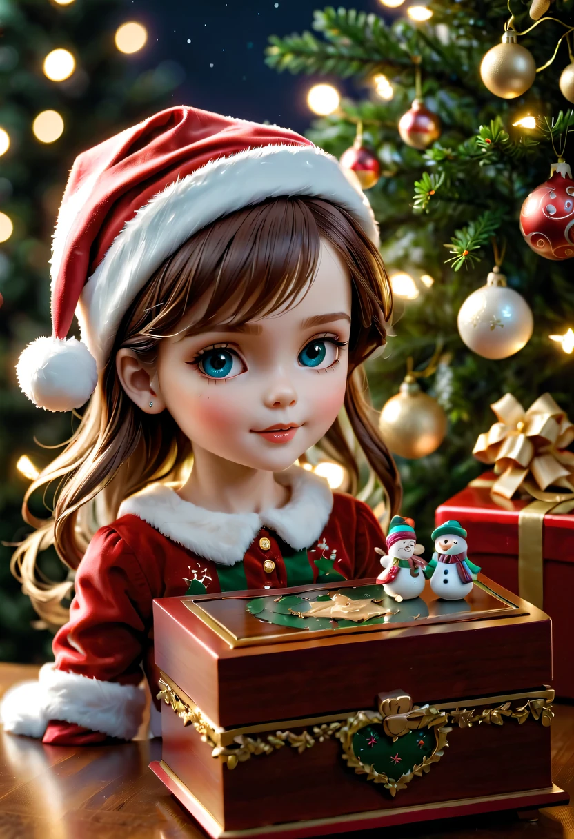 christmas,christmas girl and her christmas music box,