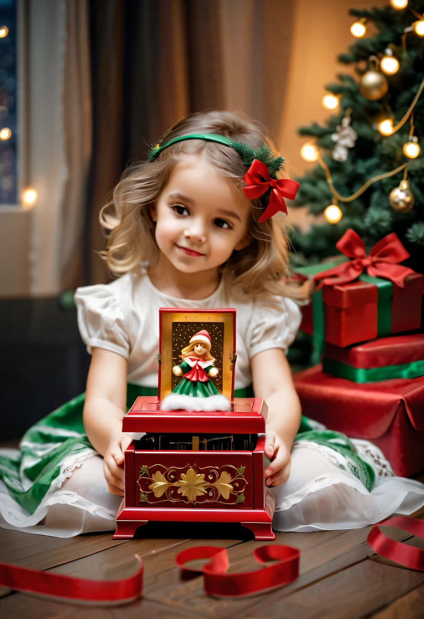 christmas,christmas girl and her christmas music box,