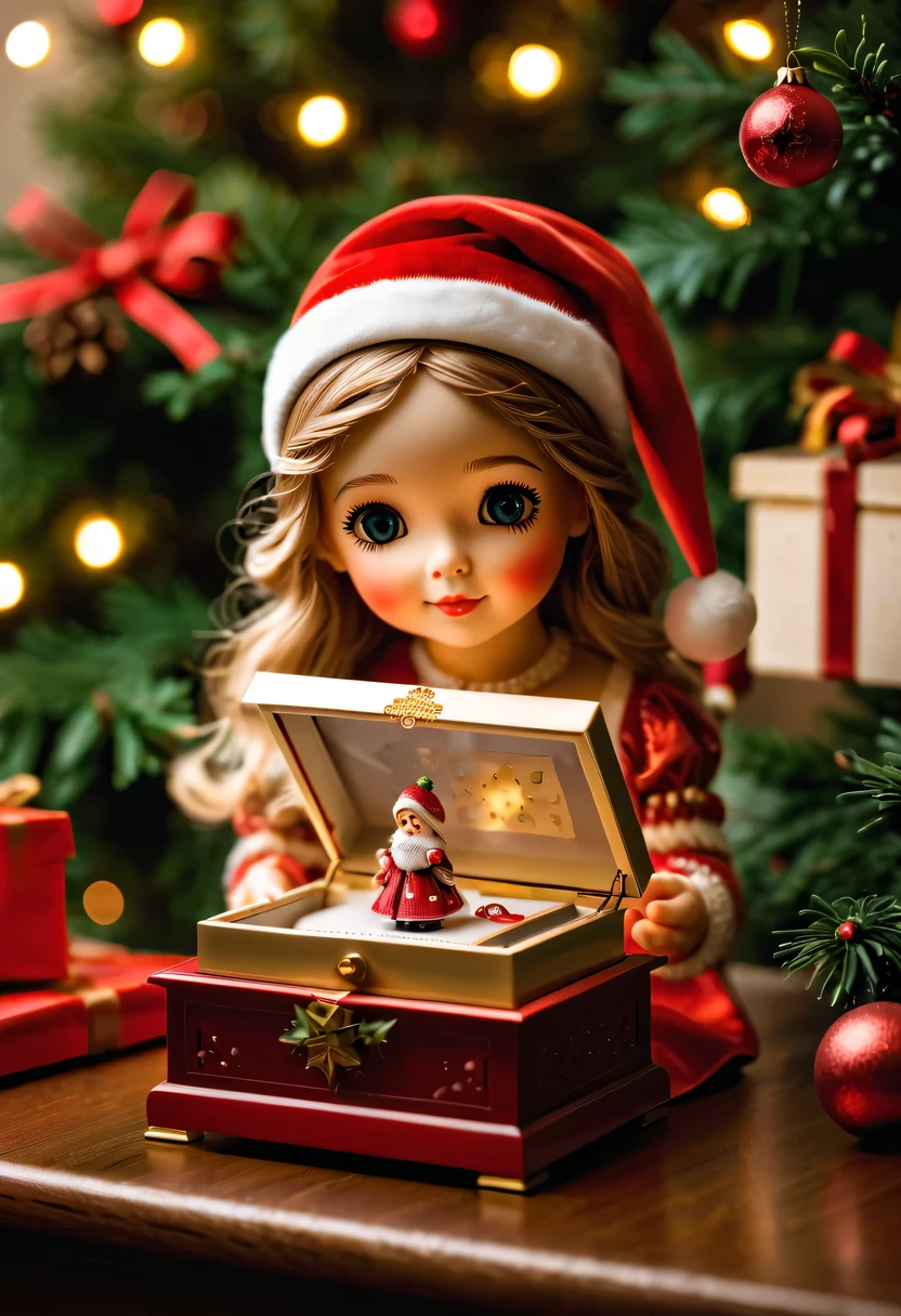 christmas,christmas girl and her christmas music box,