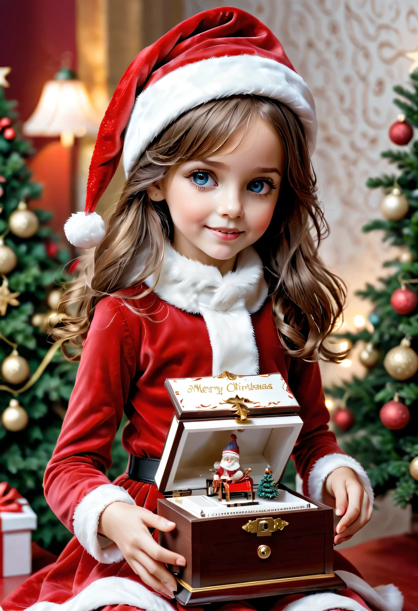 christmas,christmas girl and her christmas music box,
