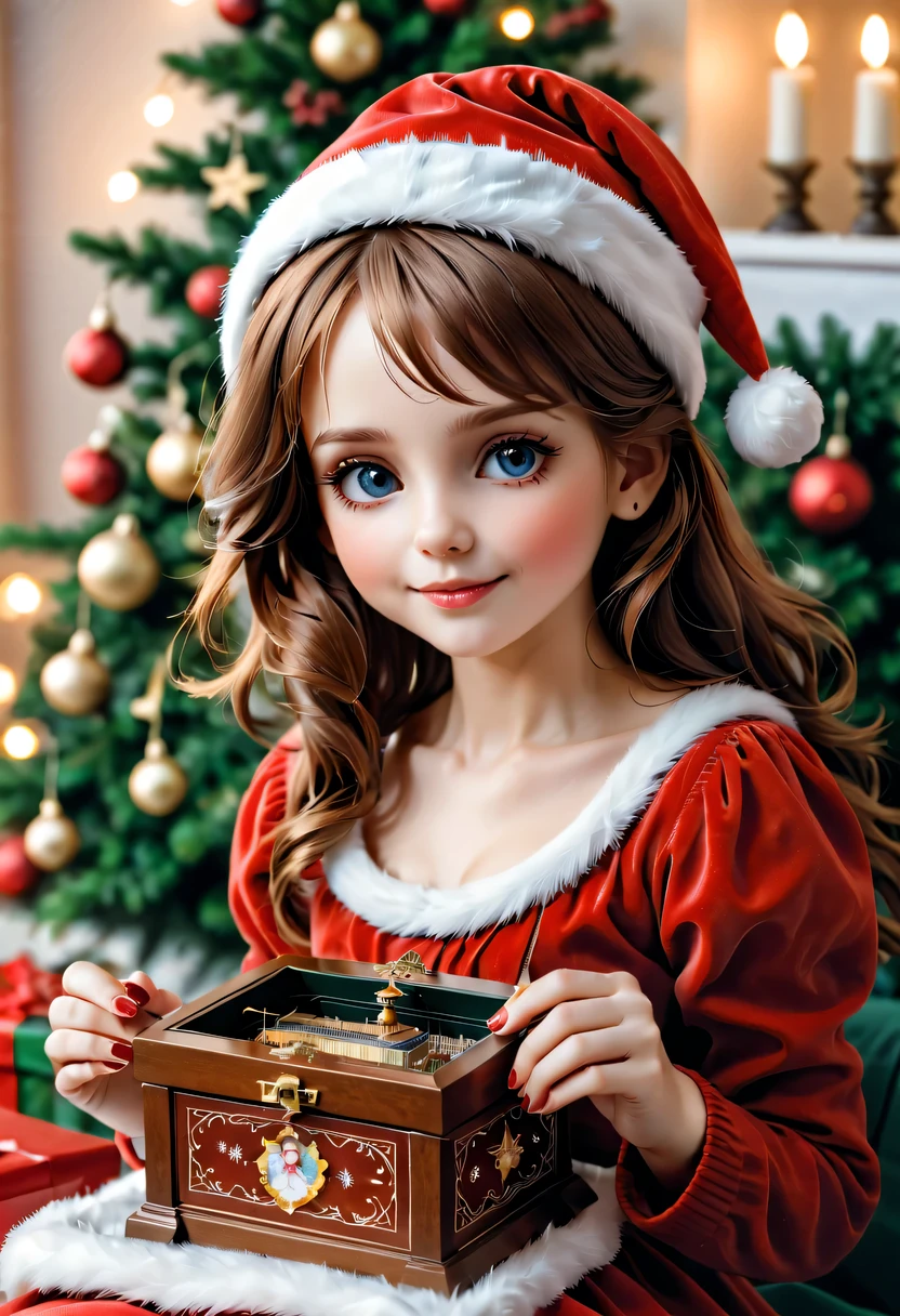 christmas,christmas girl and her christmas music box,