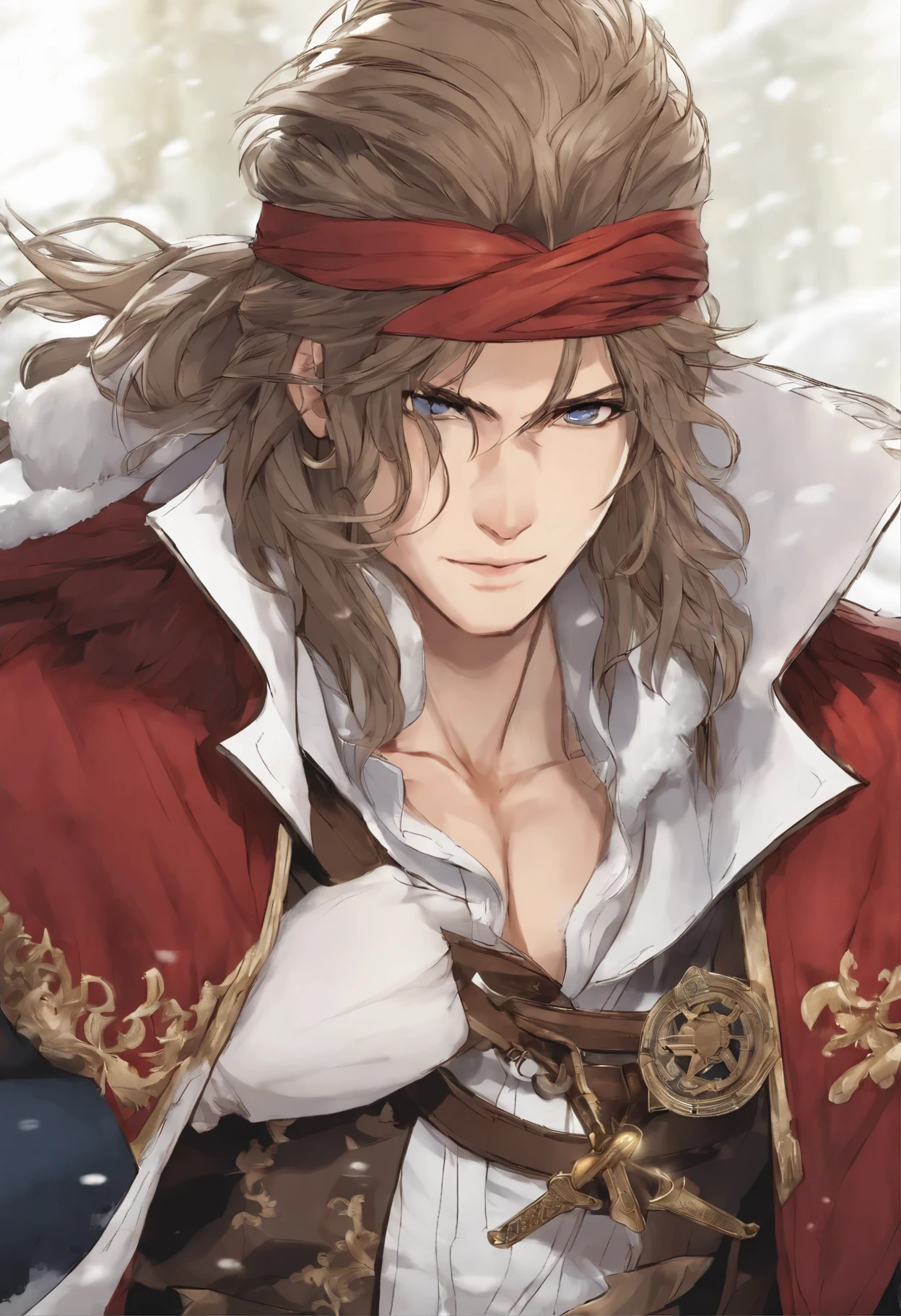 anatomically correctly drawn body,   Anime character, style anime "frozen", Anime characterrozen ", Anime Character Face Type " frozen", style anime, Close-up of a person (a pirate) , King of a pirates, Masamune shiro, a pirate captain, key anime art, shigenori soejima illustration, based on Freezing, fantasy seinen manga, Freezing: First Chronicle (Freezing　ファーストクロニクル), Freezing Pair Love Stories, Kwang-Hyun Kim, Okumura Masanobu, detailed key anime art, Masamune, shirow Masamune, a Swashbuckler-class pirate, a pirate, Portrait of a pirate, Close-up of a person, hold a sword in a snowy area, blood on sword, blood on the snow, casimir art, shigenori soejima illustration, boris valejo. octopath traveler, detailed anime character art, detailed key anime art, Granblue Fantasy, handsome guy in demon slayer art, Taisho Roman, crisp clear rpg portrait, Masamune Shiro, key anime art