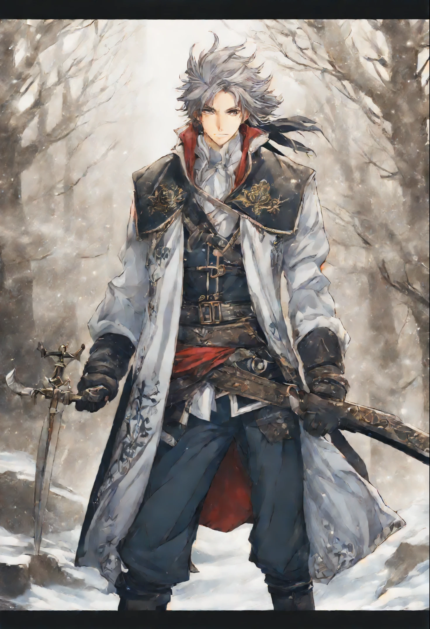 anatomically correctly drawn body, Anime character, style anime "frozen", Anime characterrozen ", Anime Character Face Type " frozen", style anime, Close-up of a person (a pirate) , King of a pirates, Masamune shiro, a pirate captain, key anime art, shigenori soejima illustration, based on Freezing, fantasy seinen manga, Freezing: First Chronicle (Freezing ファーストクロニクル), Freezing Pair Love Stories, Kwang-Hyun Kim, Okumura Masanobu, detailed key anime art, Masamune, shirow Masamune, a Swashbuckler-class pirate, a pirate, Portrait of a pirate, Close-up of a person, hold a sword in a snowy area, blood on sword, blood on the snow, casimir art, shigenori soejima illustration, boris valejo. octopath traveler, detailed anime character art, detailed key anime art, Granblue Fantasy, handsome guy in demon slayer art, Taisho Roman, crisp clear rpg portrait, Masamune Shiro, key anime art