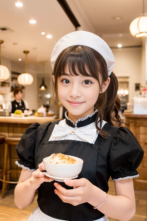 Cute little girl s top-quality masterpiece Normal five fingers Lustrous hair maid café clerk