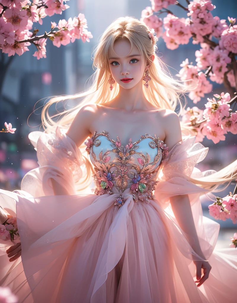 tmasterpiece，Highest image quality，super detailing，Best quality ,Extremely Delicately Beautiful, Very meticulous,Best quality, offcial art, extremely detaild的 CG unified 8k wallpapers, portrait photo of an, The most beautiful look，blond hair blue eyes，Radiant skin and radiant eyes， pretty skin，(Detailed lighting:1.2), (Beautiful and detailed light:1.3), deep understanding, beautiful nude color, iintricate, digitial painting, smooth private parts, Focus sharp, The end of the world, Epic reality, (HighDynamicRange:1.4),(pastel colour:1.4), Beautiful big breasts，The end of the world的, giving up, com cores neutras, natta, Screen space refraction, (Complicated details, ultra - detailed:1.3), art  stations, Cinema lenses, vignet, the complex background, buliding，Enchanted smile，face flushed，the shy，detailed back ground，（Dream catcher earrings in various colorlack in color，white colors，in pink，purpleish color，red colour，blue colors，orange colors，green color，cyan colors，），sexy and sultry，（The kinky is exposed，Camel toes，Combed through the dark and thick hair，），The sexiest look，Peach Milk Tea Smooth Velvet Versailles Dress，semi transparent，Ultrathin，