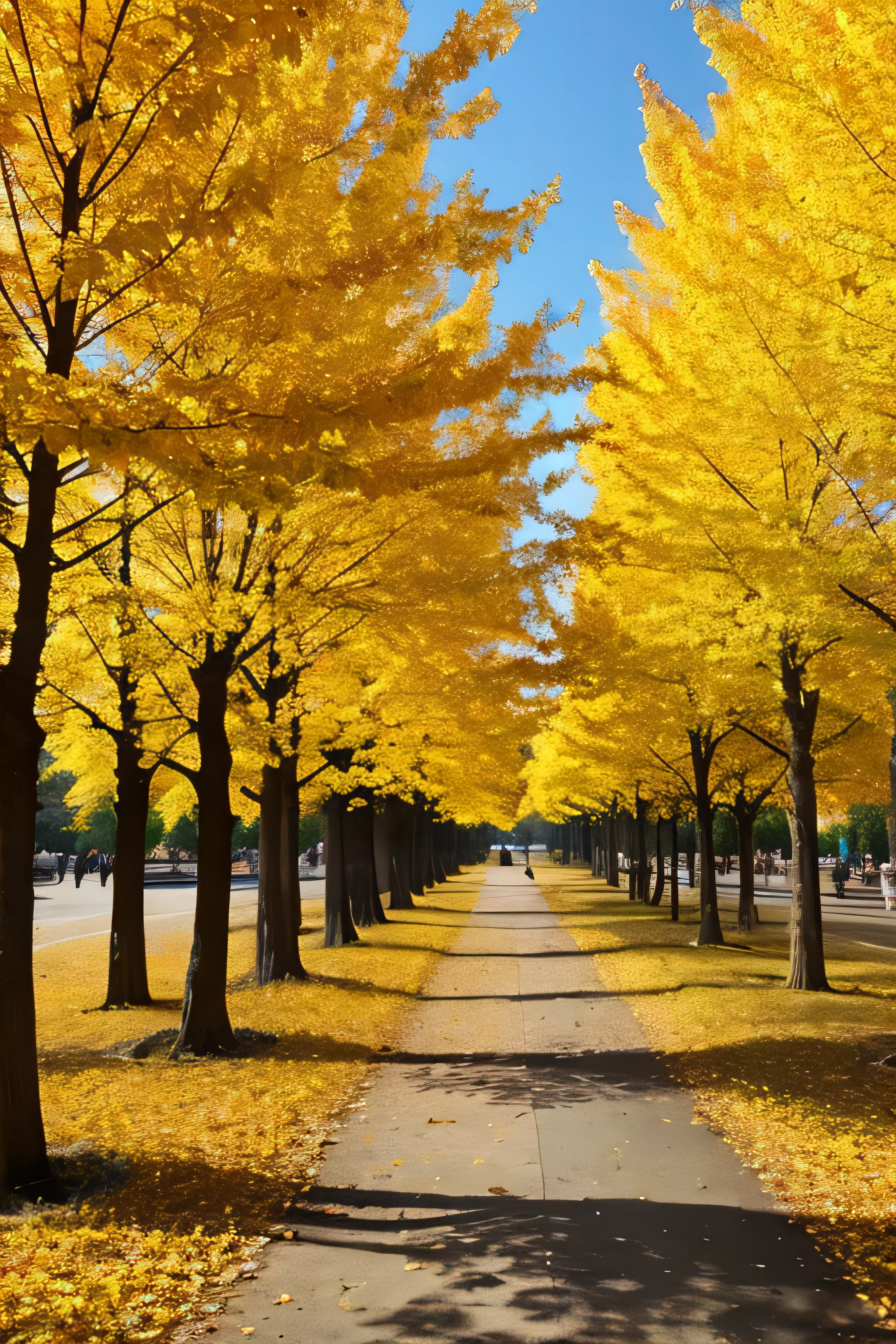 golden colored　A tree that has lived for thousands of years々　large tree　Eventide　World Heritage Site