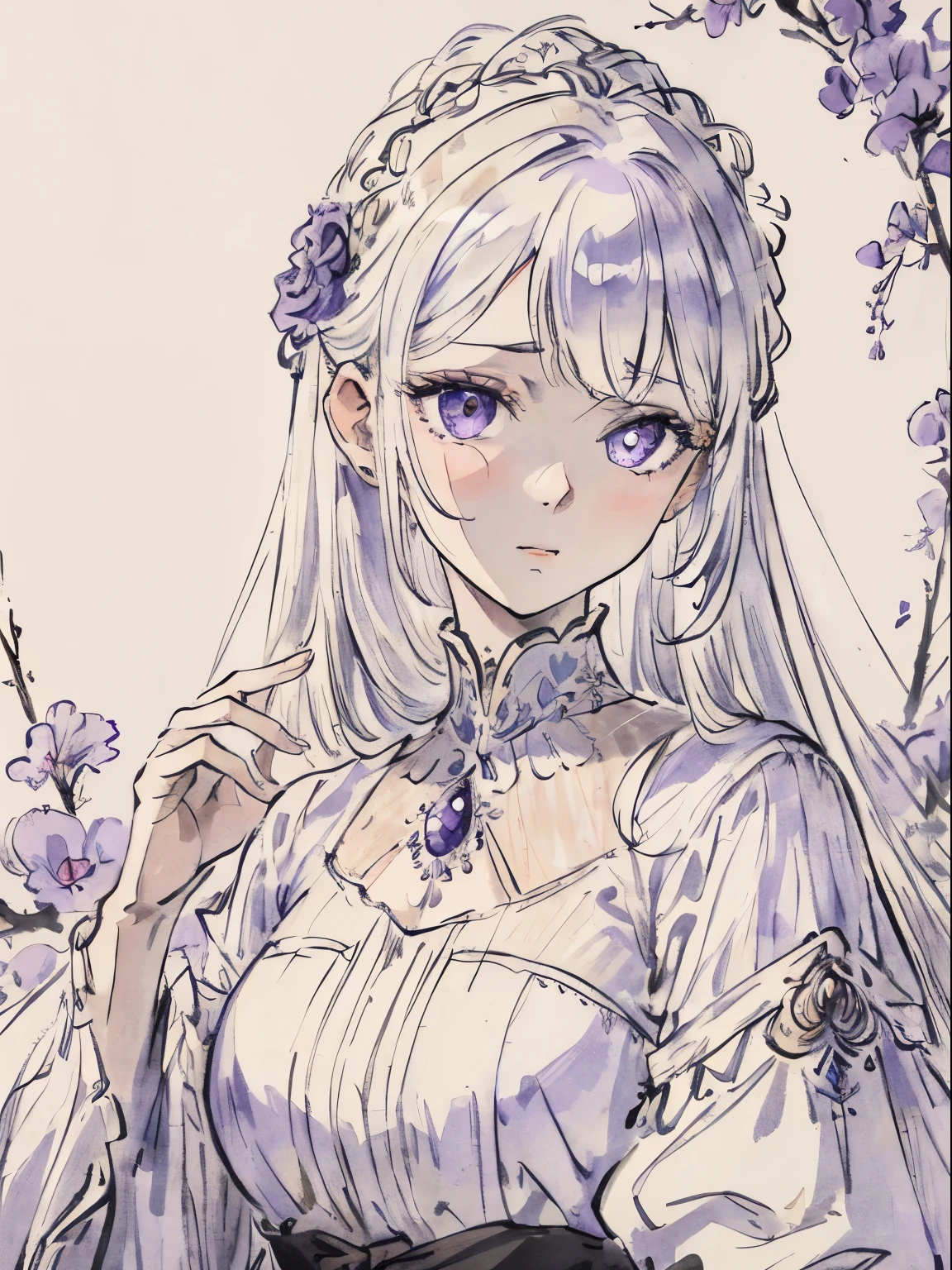 masterpiece, best quality, an extremely delicate and beautiful girl,an extremely delicate and beautiful, world masterpiece theater, ultra-detailed, highly detailed, best quality, white hair, highres, extremely detailed,1girl, best quality, illustration, looking at viewer, impastor, realistic, realist ,real, purple eyes
