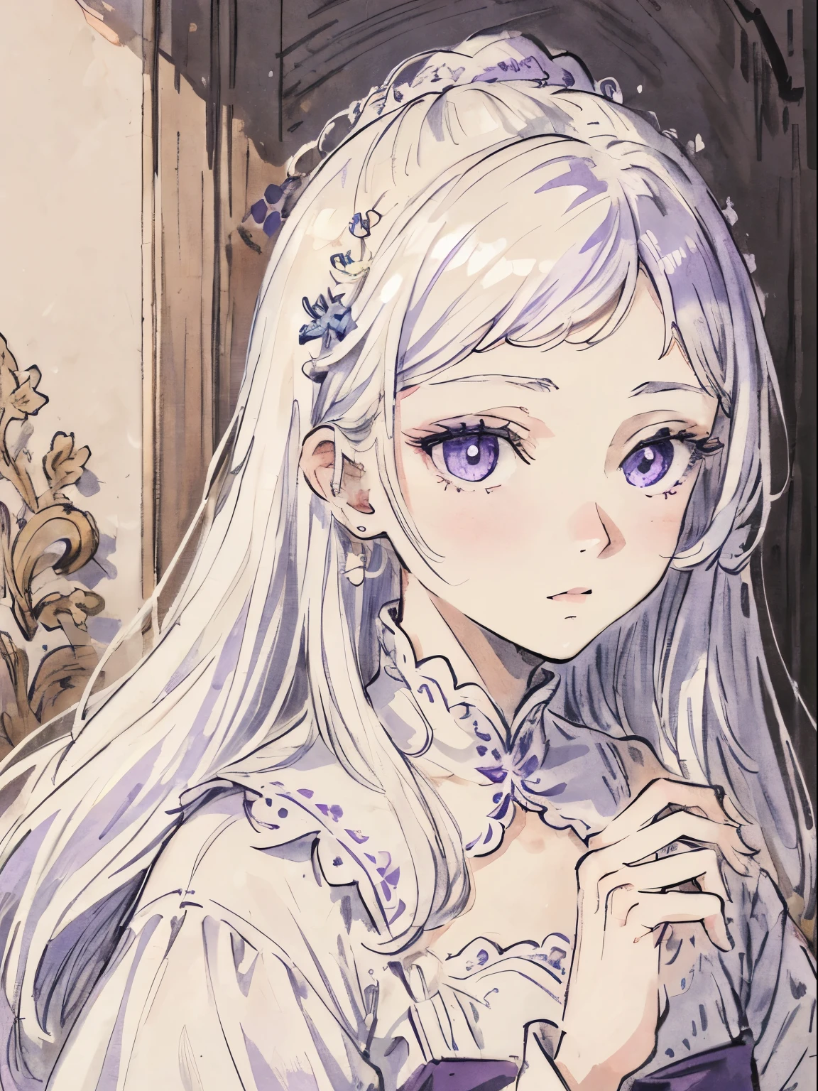 masterpiece, best quality, an extremely delicate and beautiful girl,an extremely delicate and beautiful, world masterpiece theater, ultra-detailed, highly detailed, best quality, white hair, highres, extremely detailed,1girl, best quality, illustration, looking at viewer, impastor, realistic, realist ,real, purple eyes