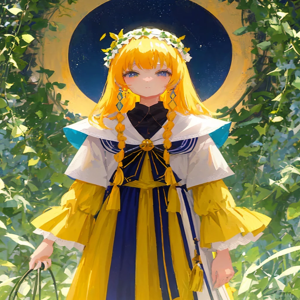 Anime - style image of a woman in a yellow dress and a blue and white dress, anime goddess, portrait knights of zodiac girl, Trending on ArtStation pixiv, Cute anime waifu in a nice dress, digital art in anime style, detailed digital anime art, digital anime art, beautiful anime art style, digital anime illustration, anime fantasy illustration, beautiful anime art