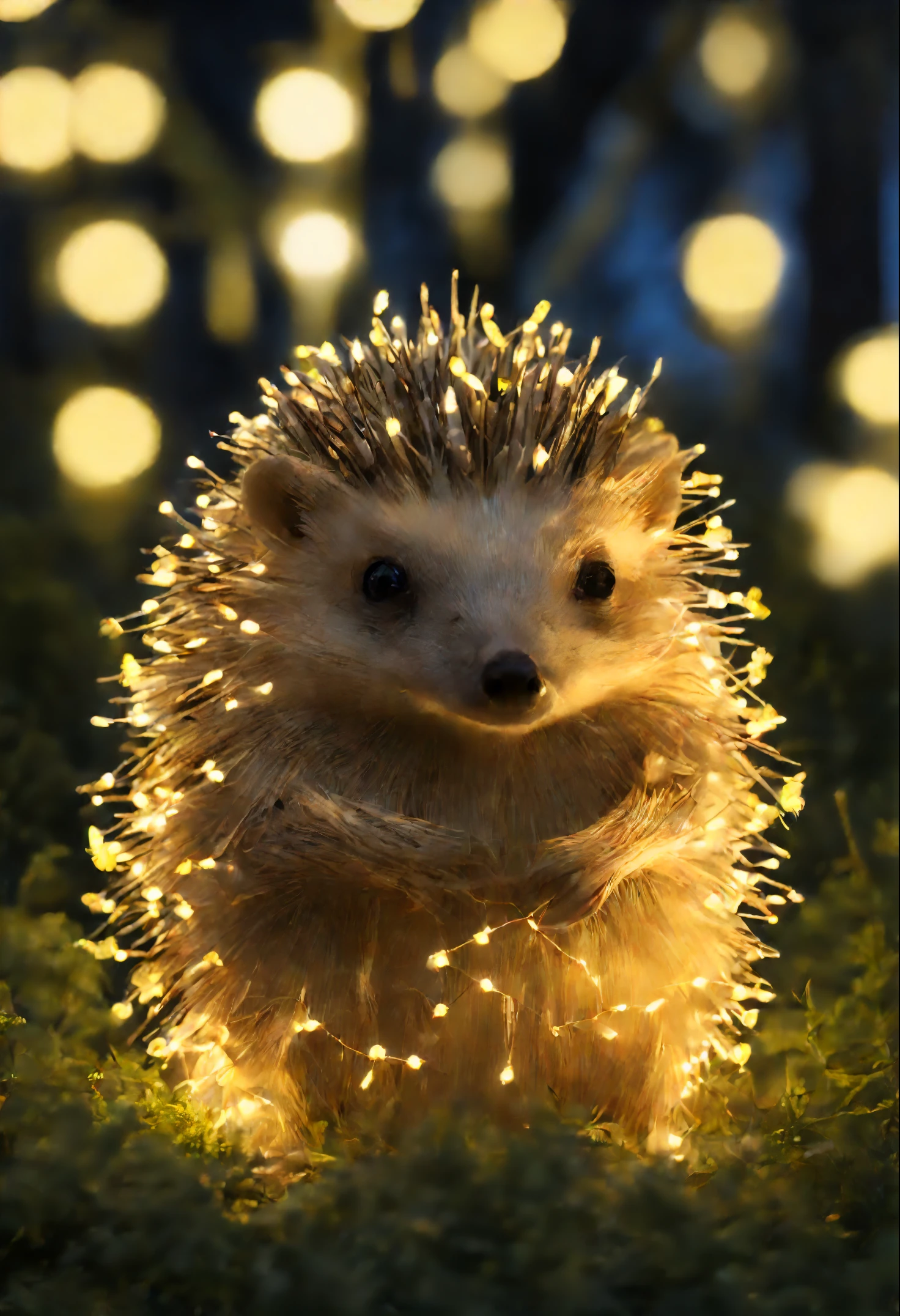 Glowing Hedgehog, garland, Fireflies,