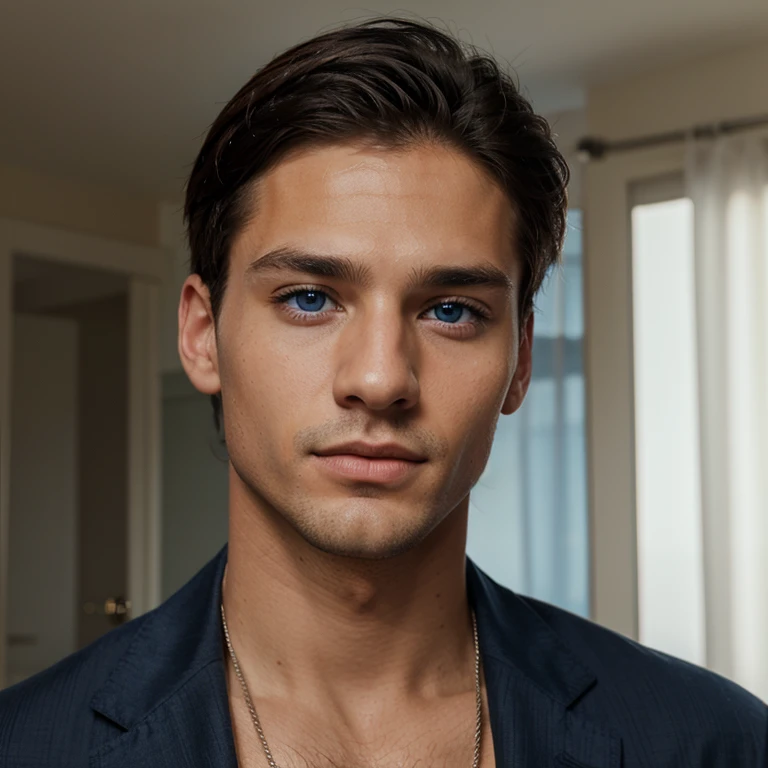 Perfect male model latino hyper realistisch blue eyes