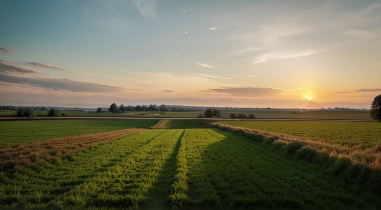 Image of a calm, serene setting, perhaps a field or a peaceful sunset
