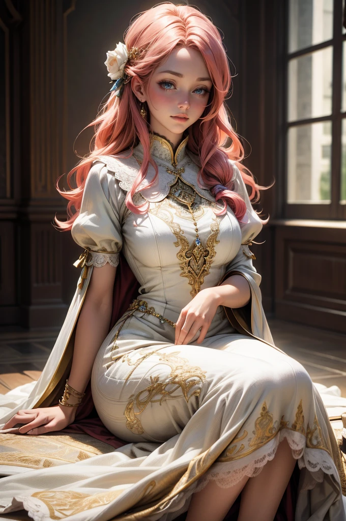 {-erro_de_anatomia:1.0}(best quality,4k,8k,highres,masterpiece:1.2), ultra-detailed, (realistic,photorealistic,photo-realistic:1.37), mature milf, illyasviel von einzbern, redhead hair, full body, vibrant colors, glowing skin, mesmerizing eyes, elegant pose, enchanting background, delicate lace dress, surreal lighting, ethereal atmosphere, mystical aura, intricate details, artistic medium, digital illustration, fantasy, anime, sitting on the floor