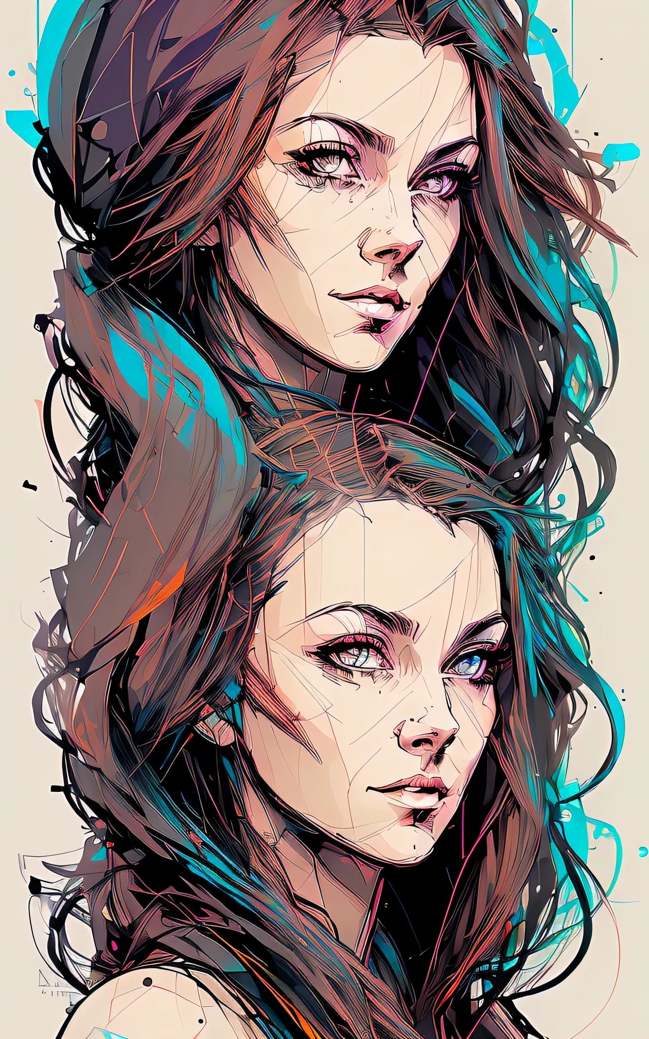 nwinkpunk, (((European middle-aged women))), tmasterpiece, Best quality at best, ((Detailed faces)), ((Award-Awarded)), (high detal), Sharp, 8K, Hot topics on artstation, iintricate