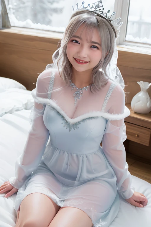 (NSFW,1 Japanese ultra young girl lying the bed:1.75), (Spread her legs wide:1.75),extremely detailed face, NO makeup, beautiful eyes with long eyelashes, charming eyes, dropped eyes, small delicate nose, lovely smiling lips, (short silver hair:1.5), (porcelain white skin, wearing a lacy negligee, slender figure:1.25), (best quality,4k,8k,highres,masterpiece:1.2),ultra-detailed,(realistic,photorealistic,photo-realistic:1.37),HDR,UHD,studio lighting,ultra-fine painting,sharp focus,physically-based rendering,extreme detail description,professional,vivid colors,bokeh,portraits,soft pastel colors,natural lighting,cinematic composition