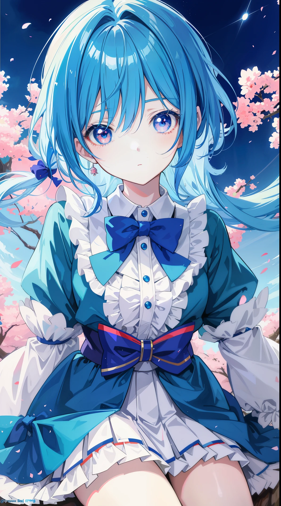 Anime girl with blue hair and bow tie, Beautiful Anime High School Girls, Beautiful anime girls, Anime visuals of a cute girl, pretty anime girl, up of young anime girl