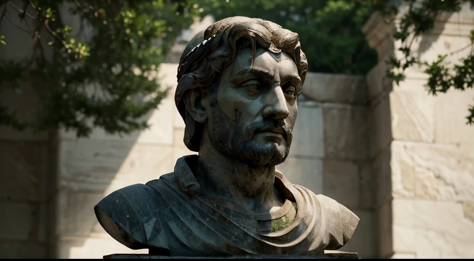 Generate a serene and inspiring YouTube channel banner for my Stoicism channel, 'Thinking Stoic.' Incorporate Stoic symbols, calming colors, and perhaps a subtle depiction of ancient philosophy. Emphasize the essence of virtue, resilience, and a mindful life. Please ensure it aligns with the reflective and thoughtful nature of Stoicism."