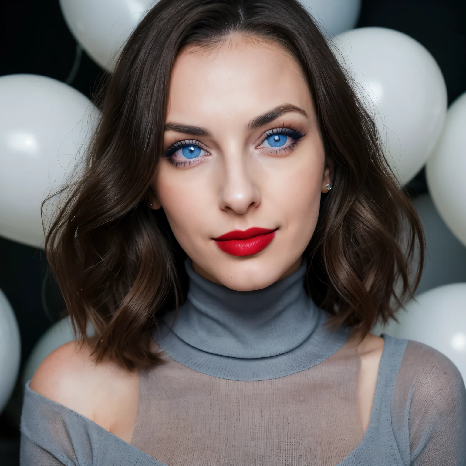 photo super réaliste, coquette fille de 18 ans, grande, sexy, belles courbes, jeune européenne, irrésistible, naturelle, beauté interdite, brune, blanche avec des lèvres rouge sang, rougeurs, charmante, coupe au carré cheveux court, tâche de rousseurs, cheveux noire comme la nuit, porte une frange, yeux bleu claires et perçants, rare, sublime, douce, sensuelle, long cils de princesse, (réaliste), (meilleure qualité), 8k ultra HD, haute résolution