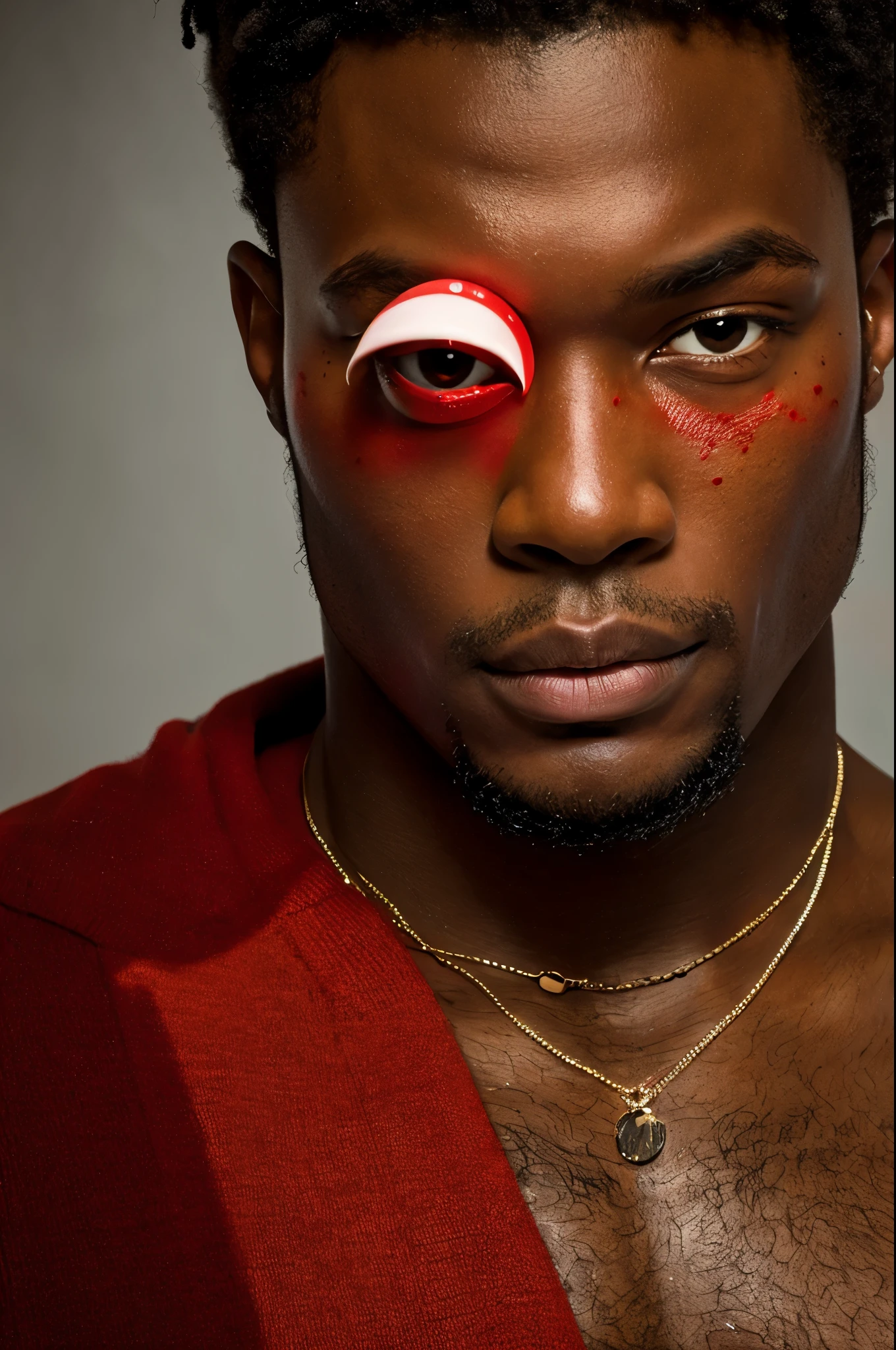 muscularity,a man, red eye, one people,