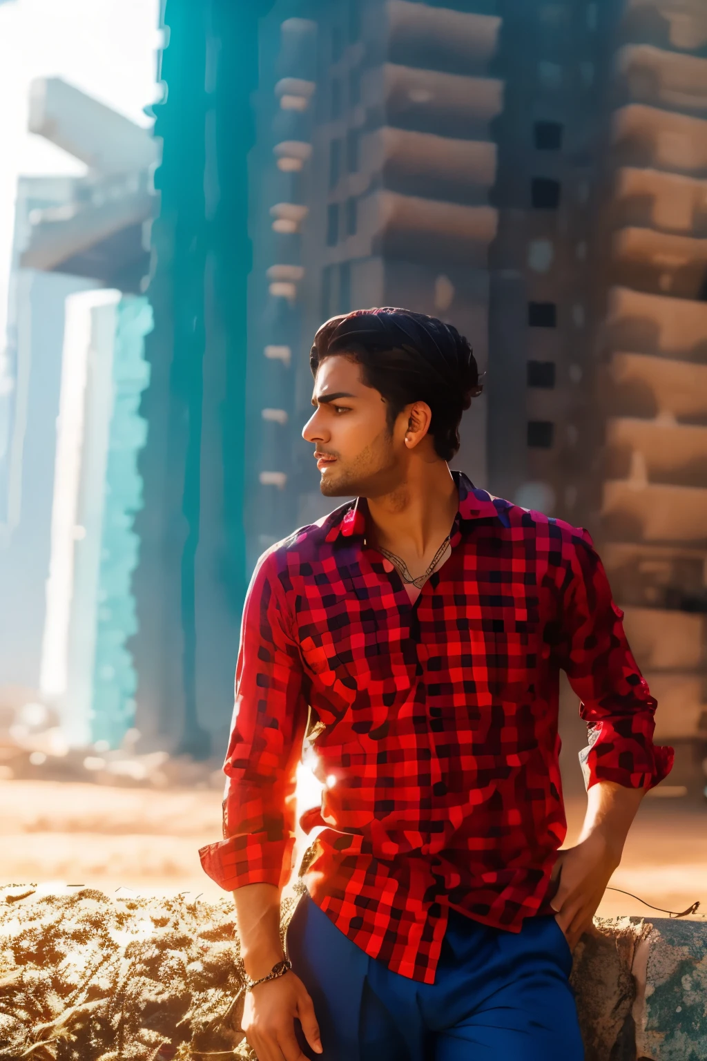 Handsome boy with lord Krishna god of universe ultra realistic face