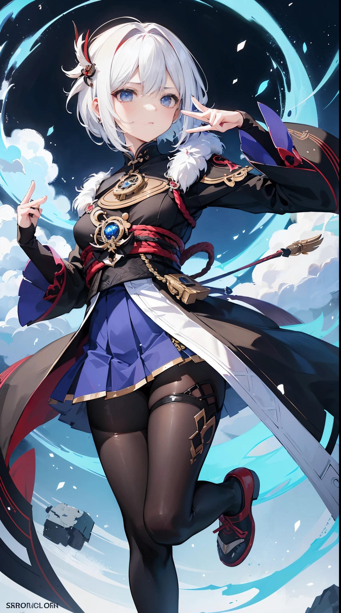 1.5, Best quality at best, high qulity, k hd, High quality texture, high detal, Beautifully meticulous, Meticulous, 极其MeticulousCG, Meticulous纹理, 1人, schoolboy, male people, (( Oh, God)), cryonic archon, Genshin Impact Inspiration, Fur coat, White hair, short detailed hair, Cold eyes, ((dark chamber)), There are no obstacles