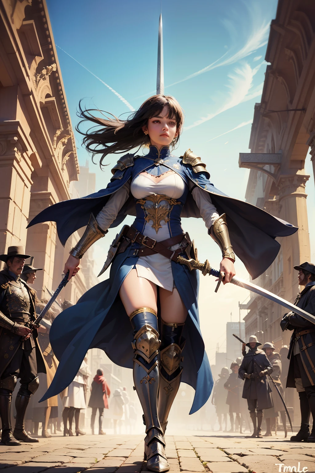 ((Best quality at best)), ((tmasterpiece)), (Detailed pubic hair), s the perfect face,Bayonet sword,Cloth armor,Humanity,femele,warriors,robe,standing on your feet