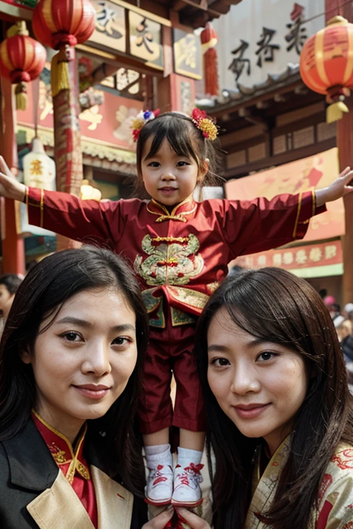 chineese family during the chinese new year festival