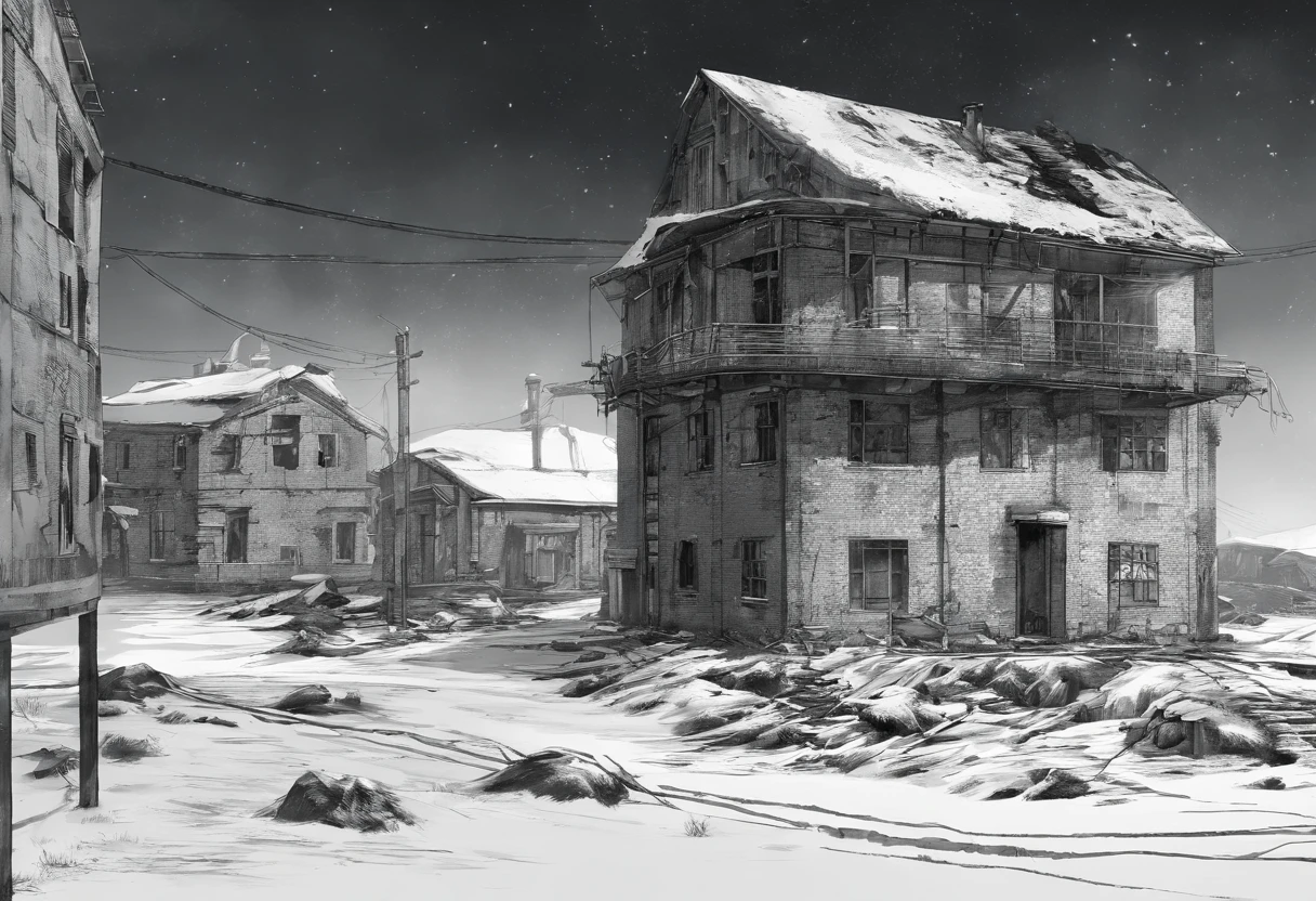 A dead black castle covered in frost