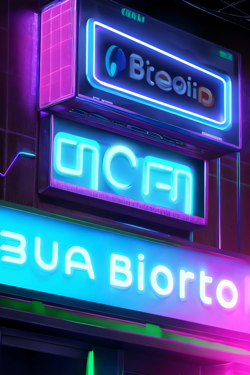 3D ultra realistic Bitcoin logo with neon light. Blockchain technology and cryptocurrency concept. Pro Photo