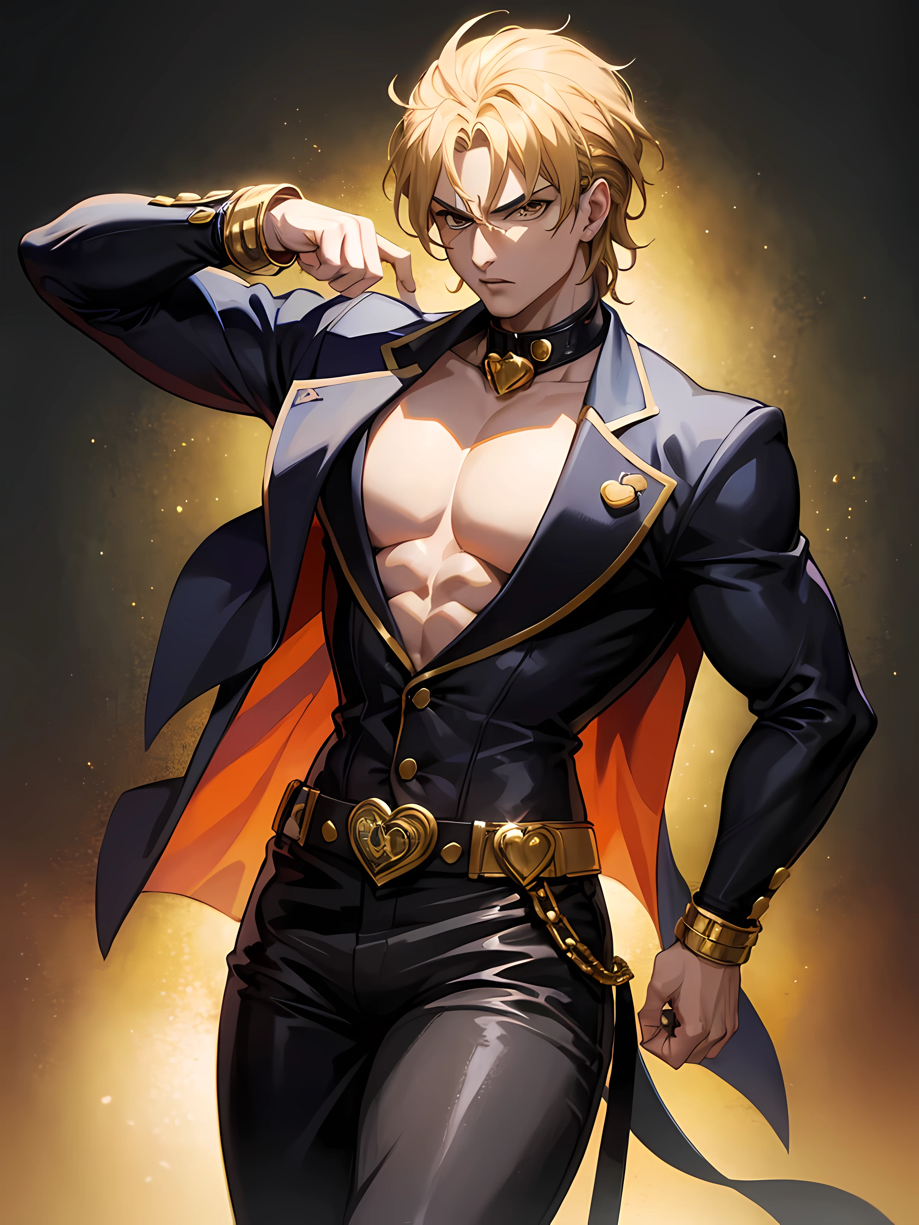Dio de JoJos Bizarre Adventure, ropa de la mafia italiana, high resolusion, ultrasharp, 8k, Obra maestra