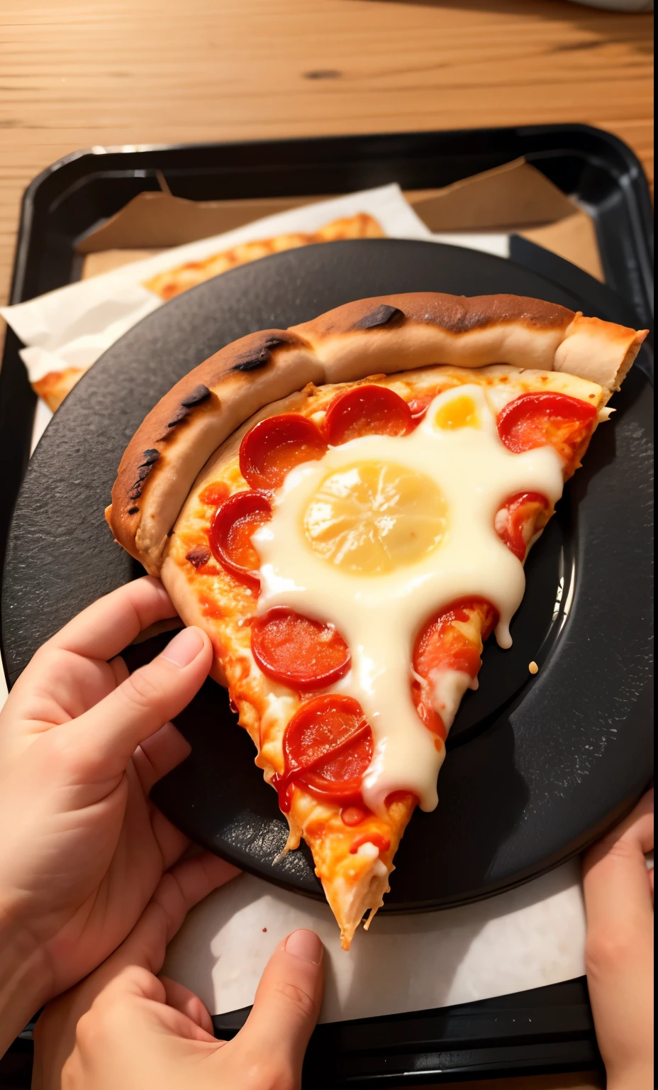 holding (a slice of pizza)1.5