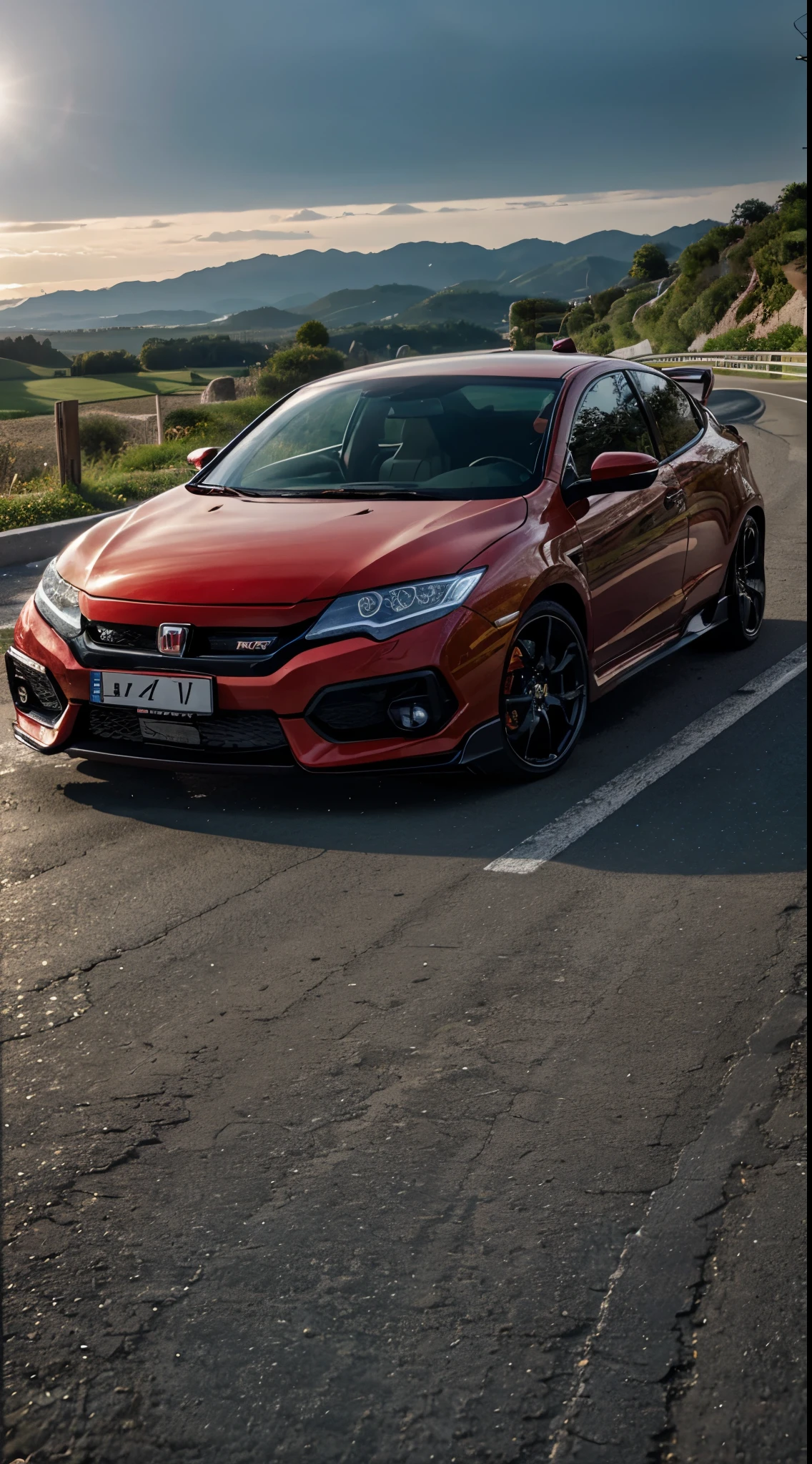 Honda type r in a road wallpaper