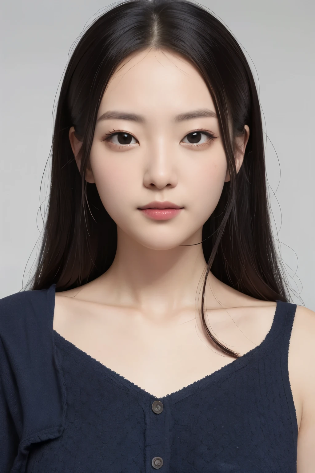 ((Realistic lighting, Best Quality, 8K, masutepiece: 1.3)), Clear focus: 1.2,Top image quality、超A high resolution、masutepiece、Photoquality(photographrealistic:1.8)、Woman with long black hair and white top, korean symmetrical face, korean face features, Young adorable Korean face, beautiful Korean women, portrait jisoo blackpink, lee ji-eun, lee ji - eun, beautiful aesthetic face, portrait of jossi of blackpink, south east asian with round face, wan adorable korean face, jisoo of blackpink