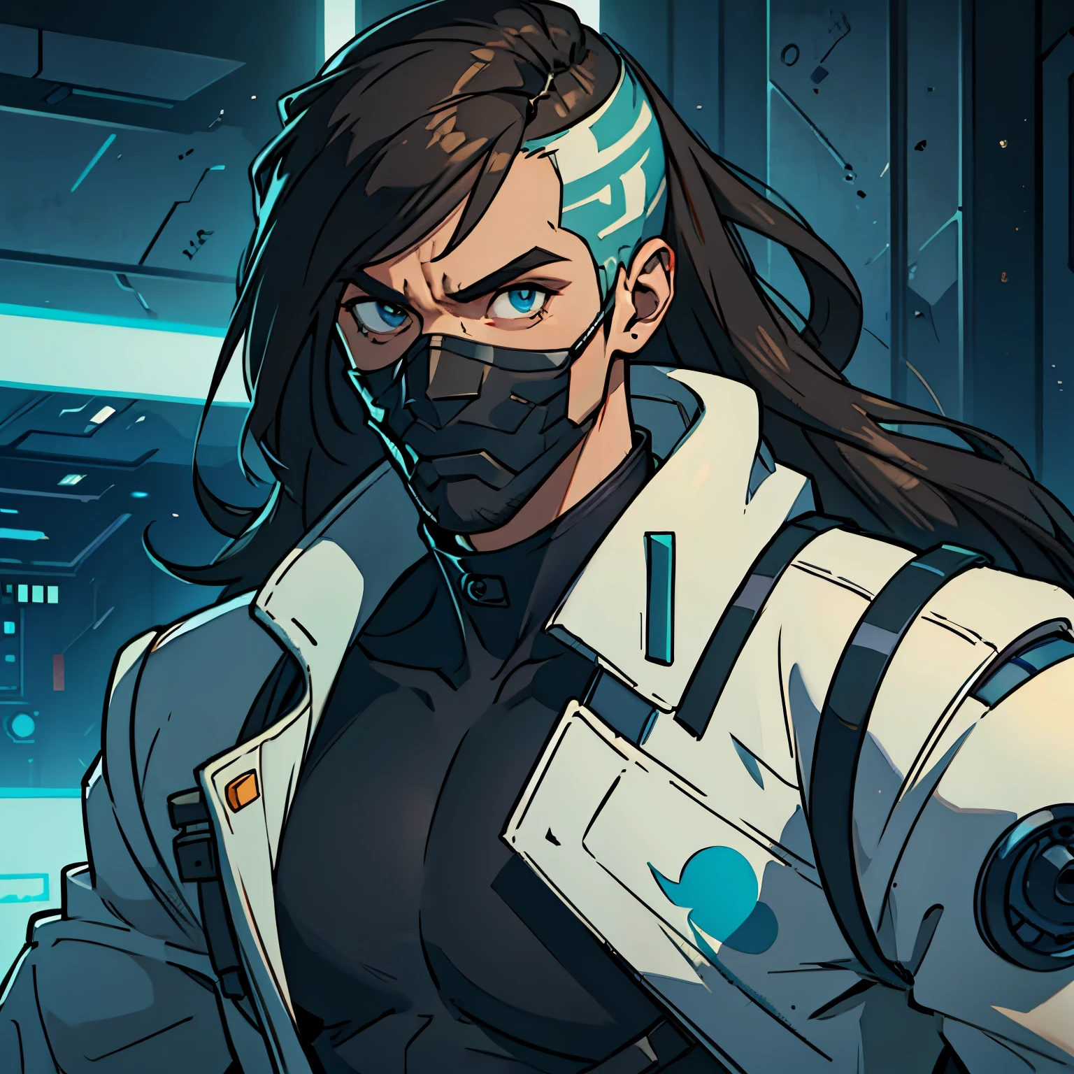 Design a futuristic criminal with his face covered