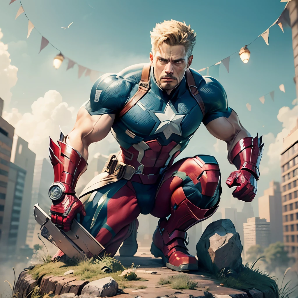 a statue of avengers, iron man, hulk, hawkeye, black widow, thor, captain america stone --auto --s2