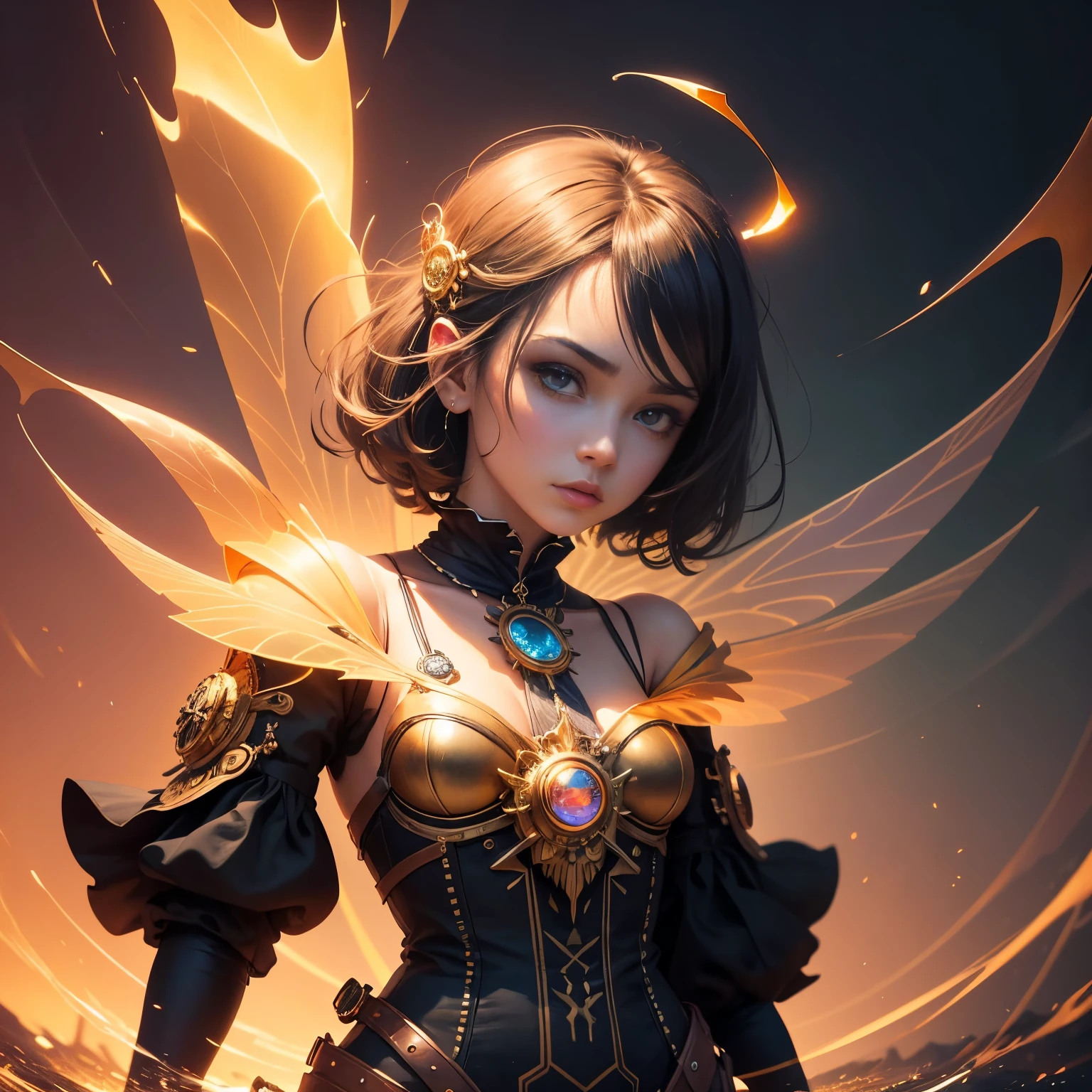 Close-up of a woman in a golden dress and crown, Digital Art by Mike Winkelmann, cgsociety contest winner, Fantasy art, Unreal Engine Rendering + goddess, 映画のgoddessショット, 映画のgoddessのクローズアップショット, Fantasy style 8k octane rendering, Movie CG Association, elegant cinematic Fantasy art, cgsociety 8k, cgsociety 8k, cgsociety 8 k
