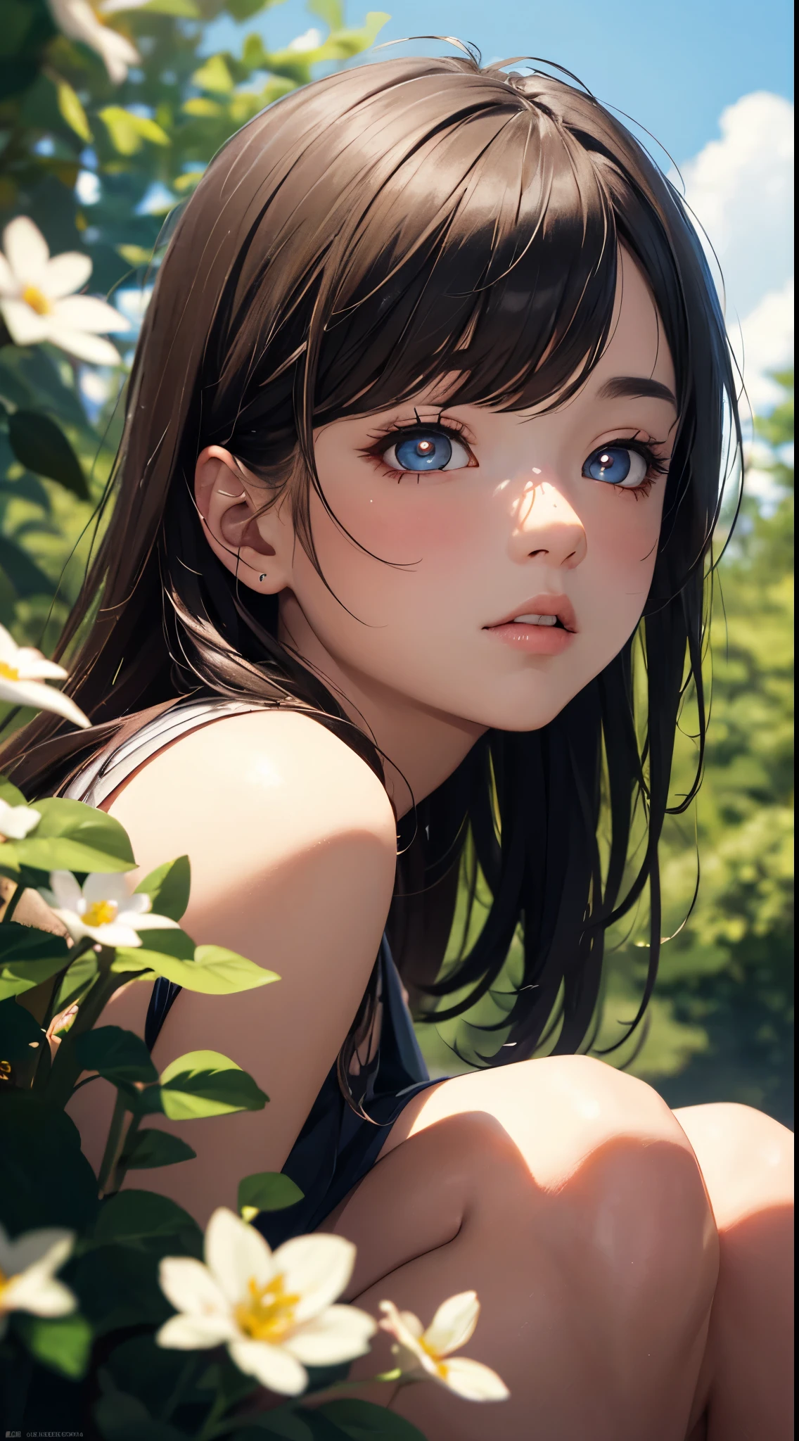 best quality, 4k, 8k, highres, masterpiece:1.2), ultra-detailed, (realistic, photorealistic, photo-realistic:1.37), playful, cartoon, student (girl), school bag, surprised, wallet, grass, white t shirt, outdoor, 3d rendering, beautiful detailed eyes, beautiful detailed lips, extremely detailed eyes and face, longeyelashes, colourful, soft lighting, green grass, lively atmosphere
